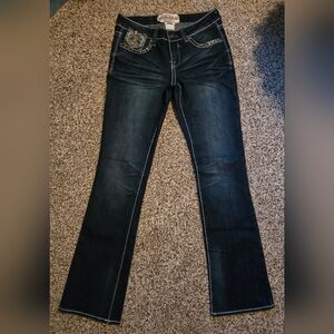 Hydraulic Dark Wash Embellished Bootcut Jeans